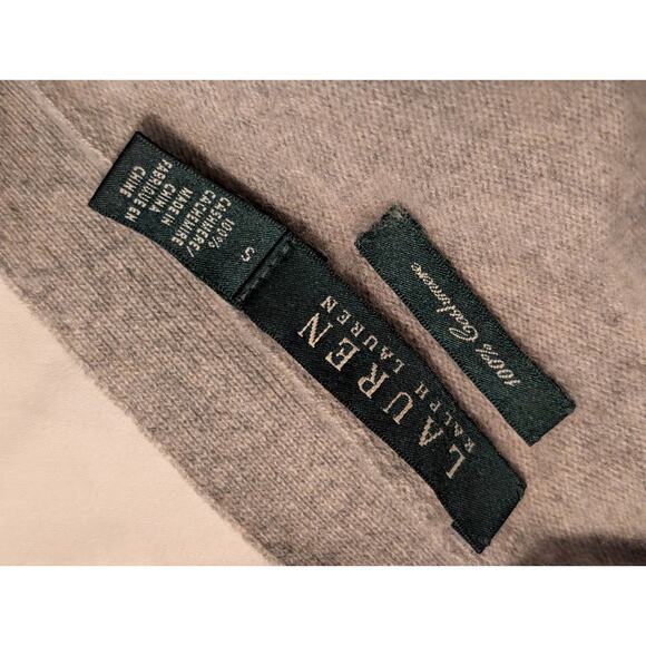 Lauren Ralph Lauren 100% Cashmere Gray Long V-neck Cardigan Sweater Academia S - Picture 6 of 9